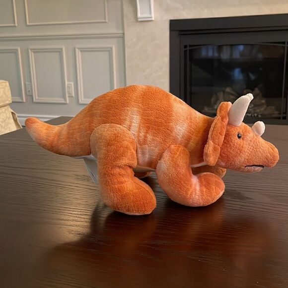 Kid Connection Plush Brown/Orange Dino 7'' Dinosaur Toy Good Condition - Picture 2 of 7